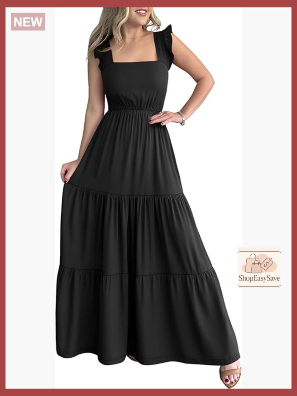 Maxi Dress Summer Sleeveless Square Neck Flowy Ruffle Backless Boho Sundress